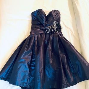Navy silk semi formal dress